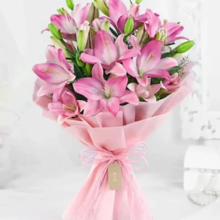 10 Pink Lilies Bouquet